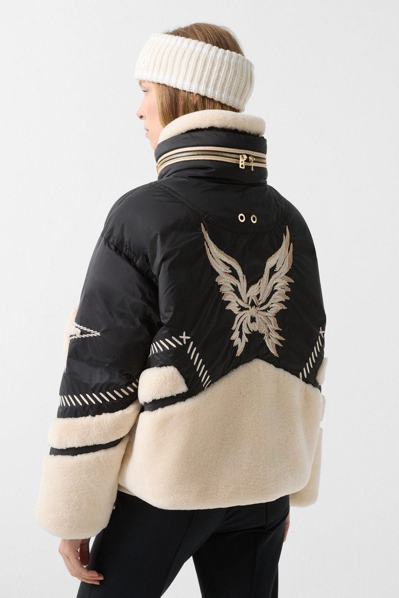 Amie down ski jacket in Black/cream 3