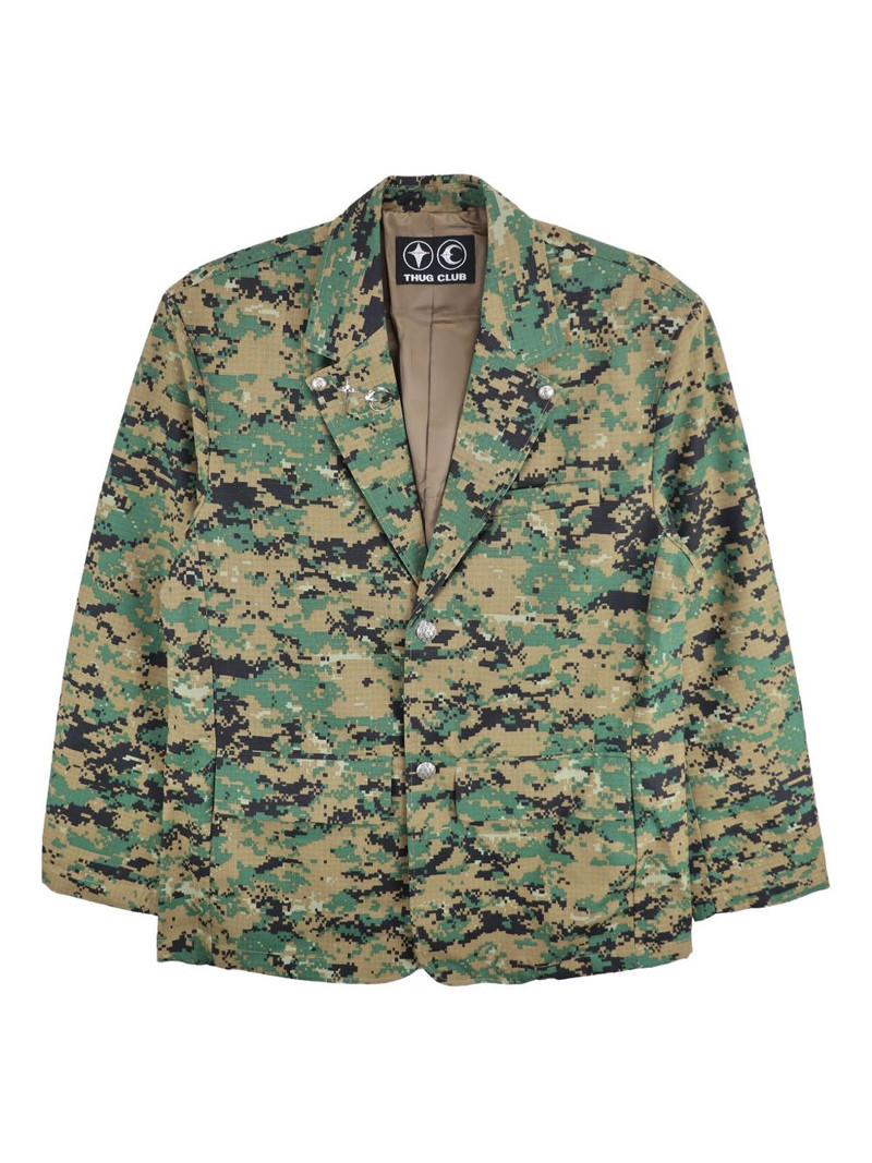 Army camouflage single-breasted blazer 1