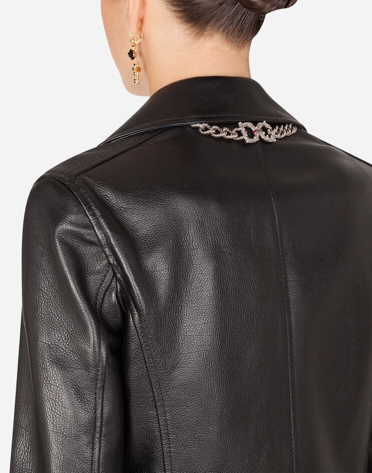 Leather biker jacket - 4