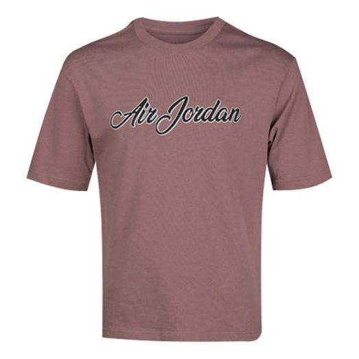 Air Jordan Remastered Logo Embroidered Round Neck Short Sleeve Purple Gray CJ6218-298 - 1