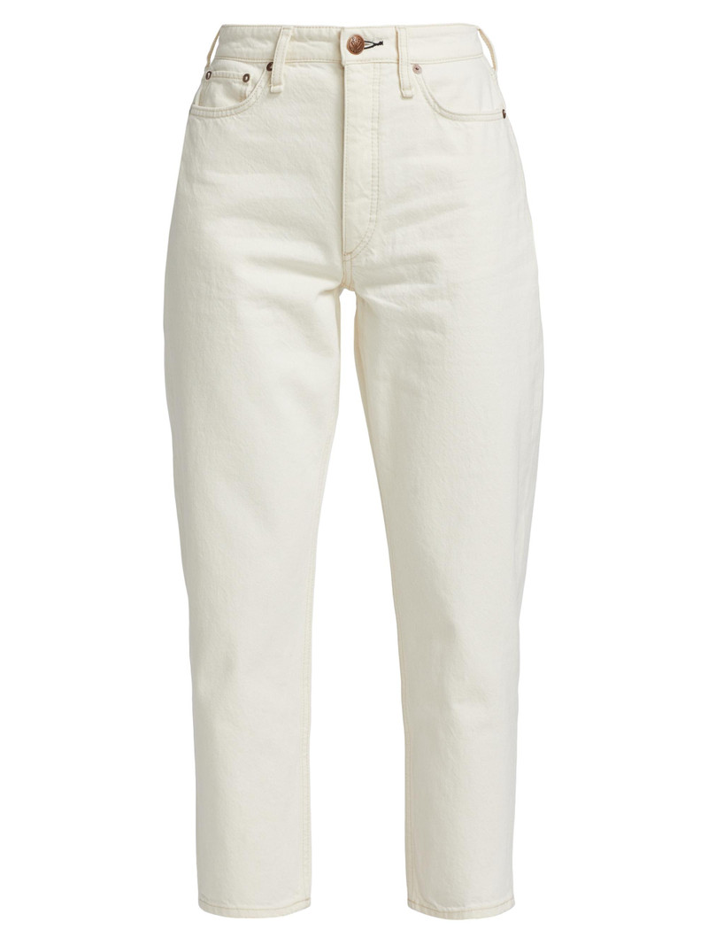 Women's Alissa High-Waisted Cropped Barrel-Leg Jeans - Ecru 1