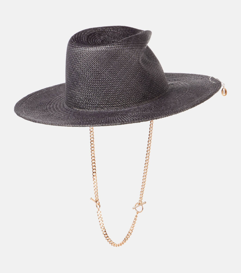 Logo chain-detail straw fedora 4