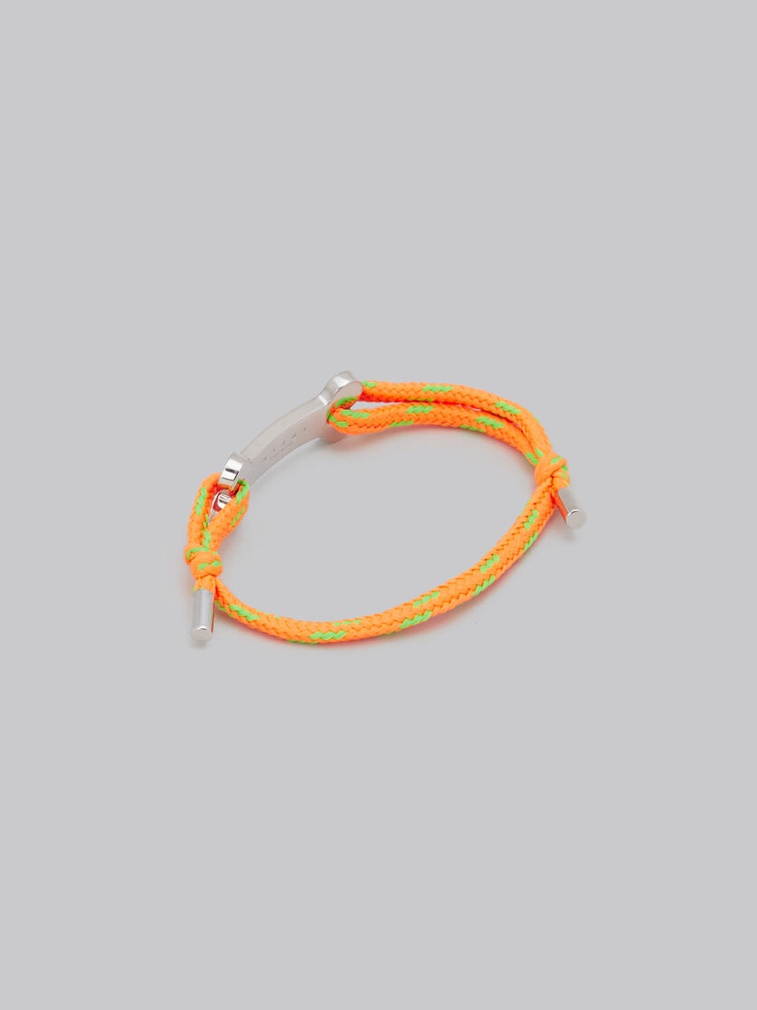 ORANGE SHOELACE BRACELET WITH BONE PLAQUE - 3