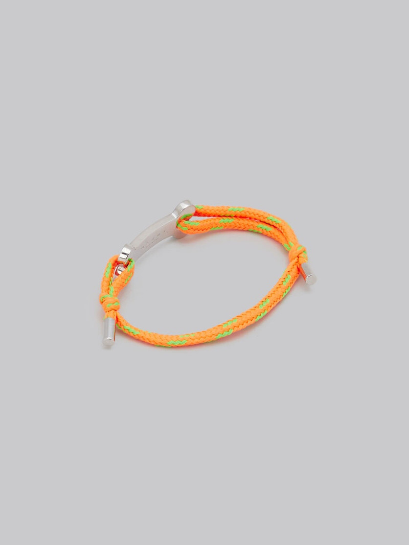 ORANGE SHOELACE BRACELET WITH BONE PLAQUE 3