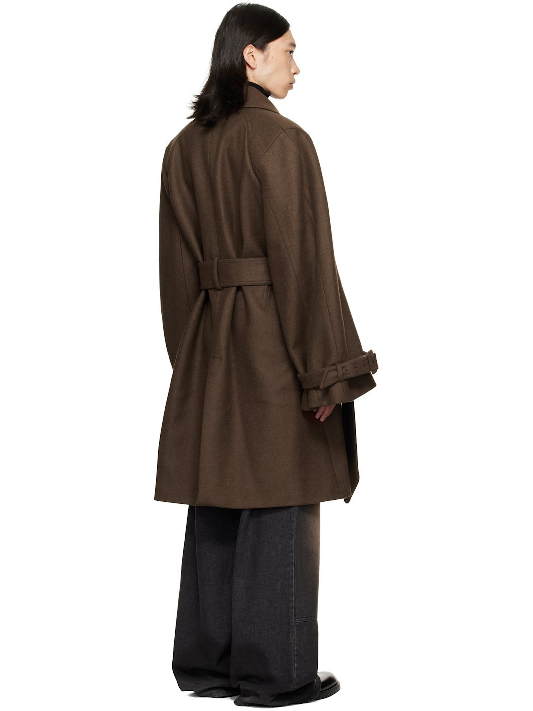 Brown Long Raglan Coat - 3