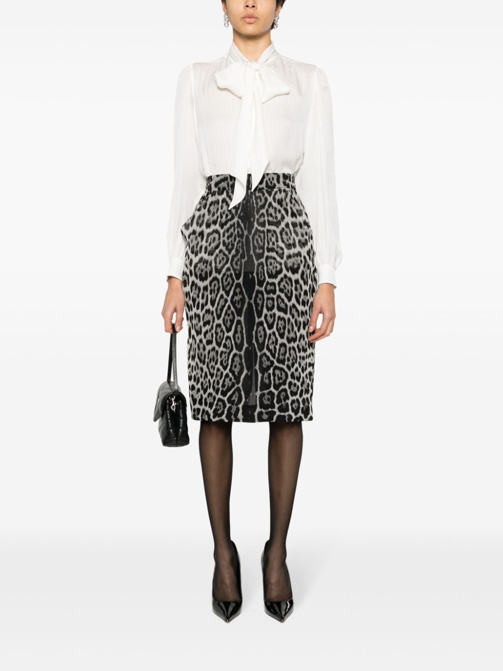 leopard-print silk skirt - 2