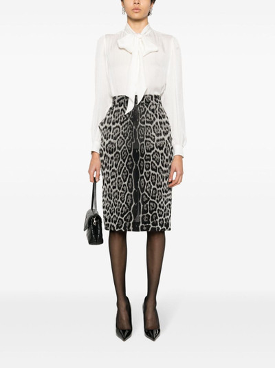 SAINT LAURENT leopard-print silk skirt outlook
