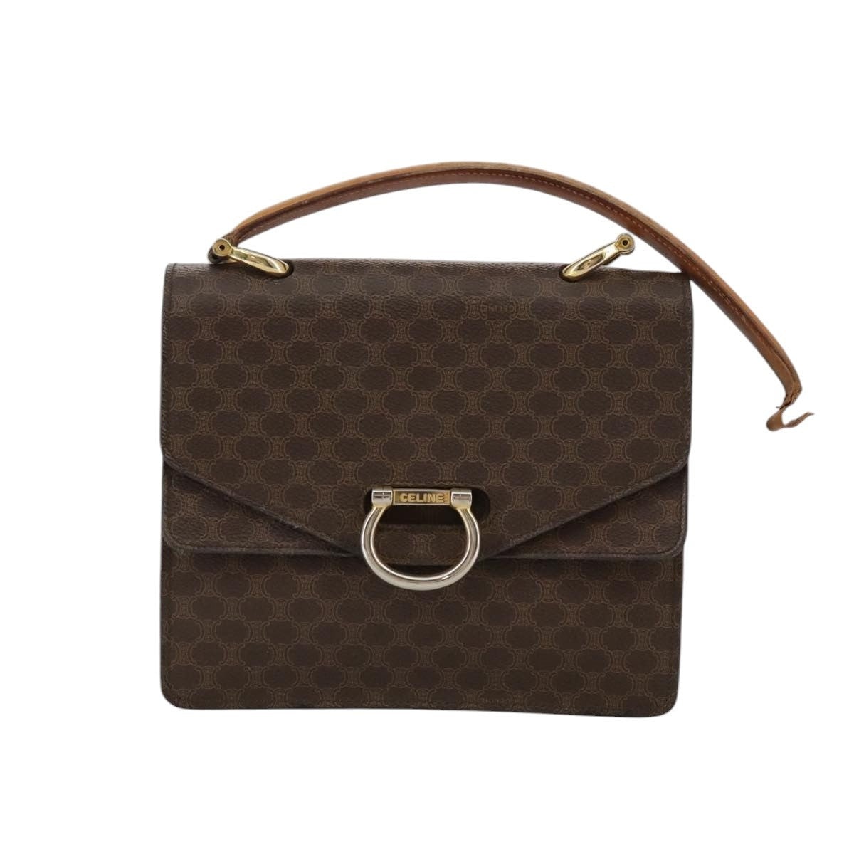 CELINE Macadam Canvas Hand Bag Pvc Leather Brown - 13