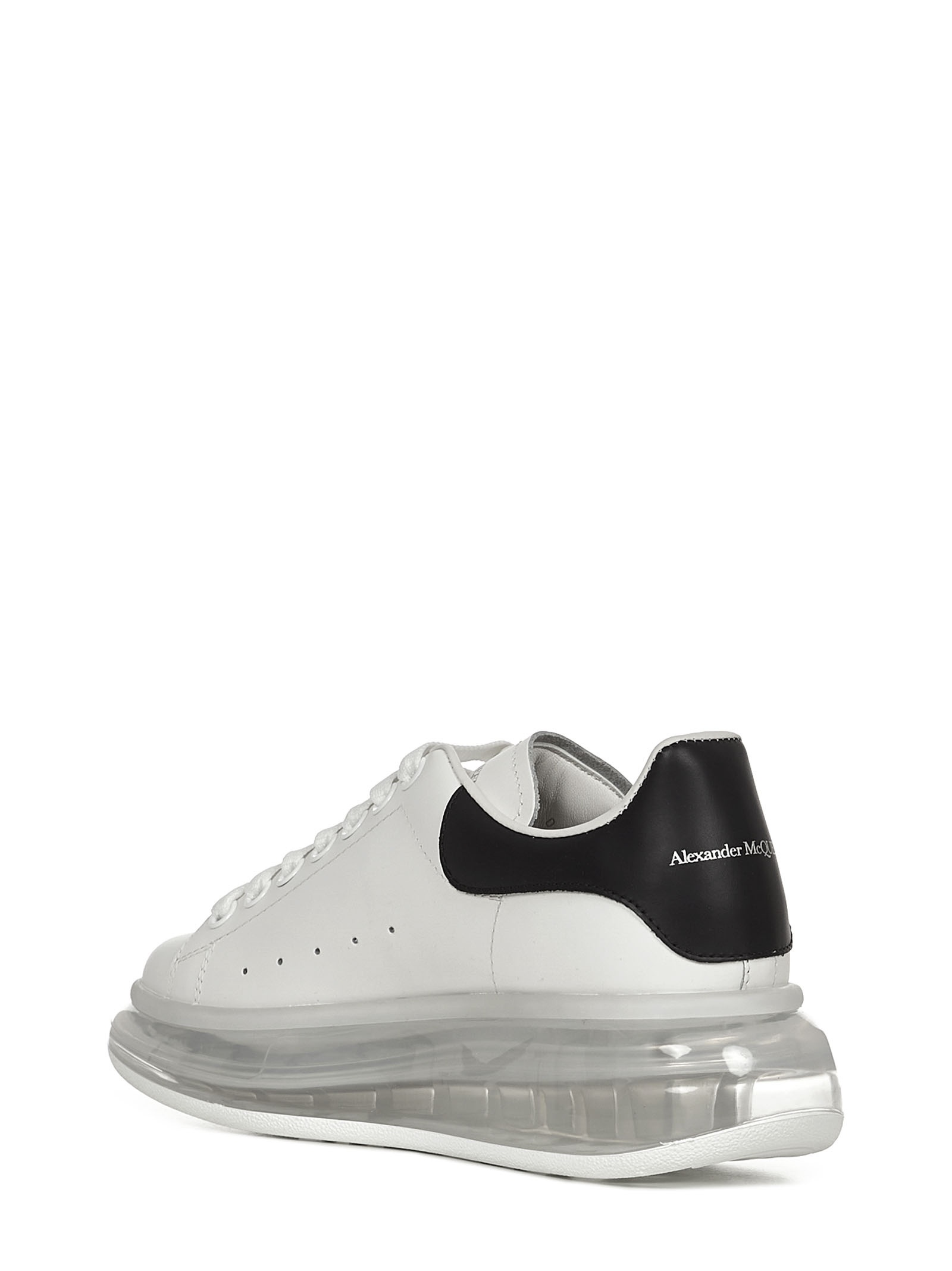 Larry sneakers in white calfskin with black leather insert on the heel and transparent oversized sol - 3
