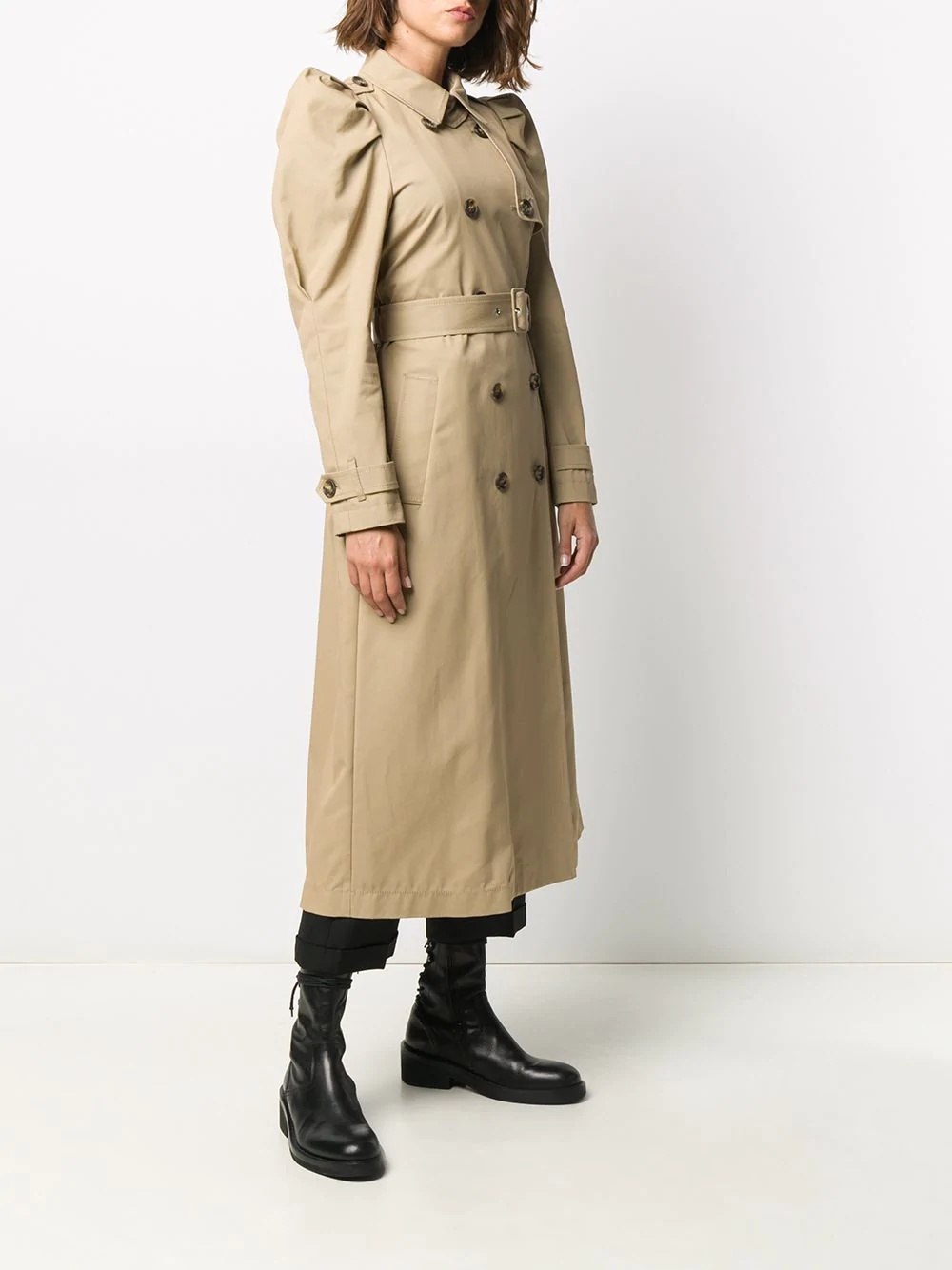 puff shoulder trench coat - 3