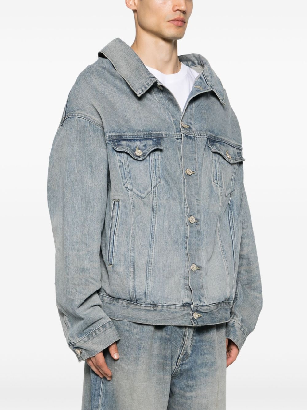 off-shoulder denim jacket - 4