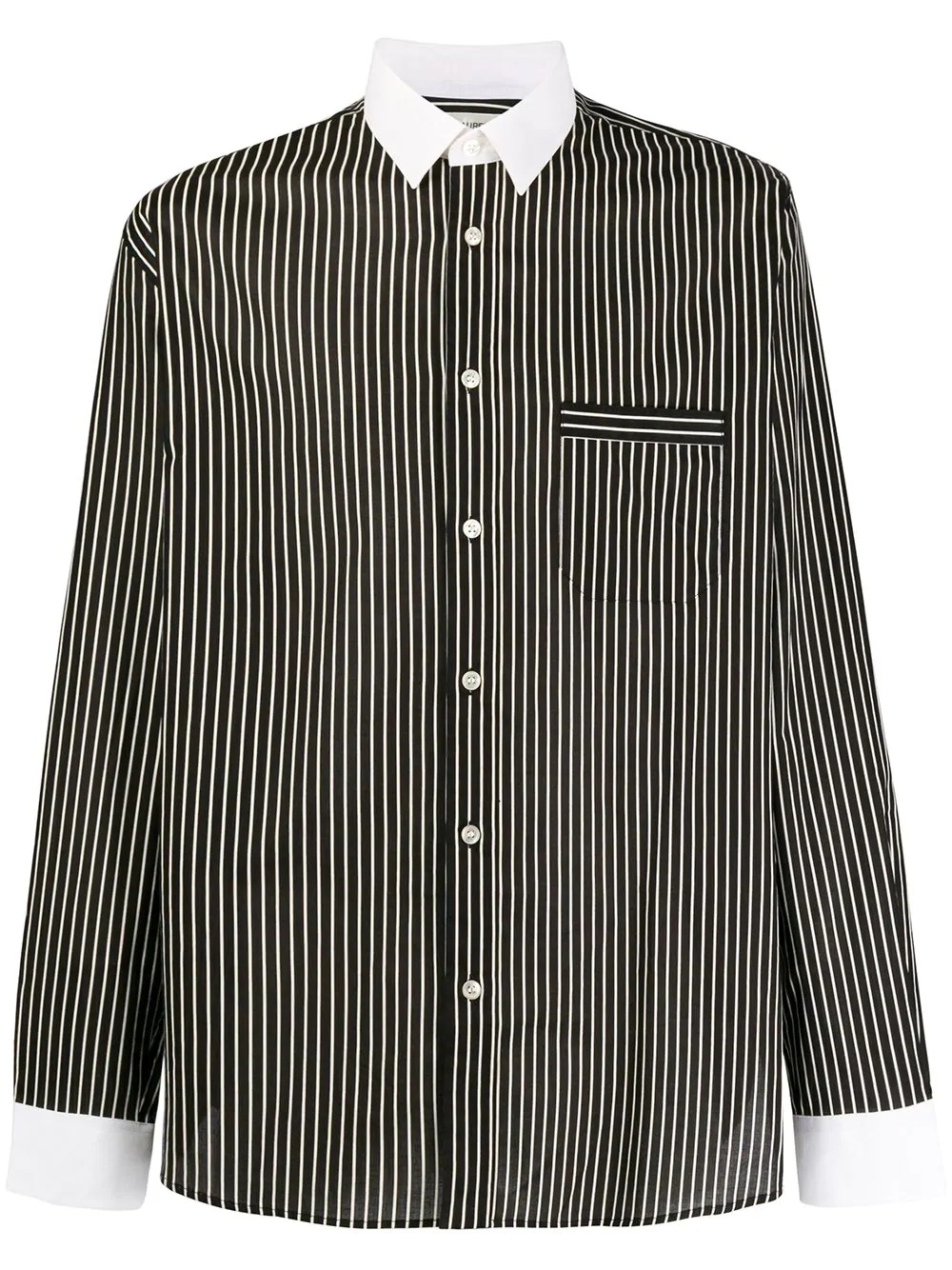 striped contrasting collar shirt - 1