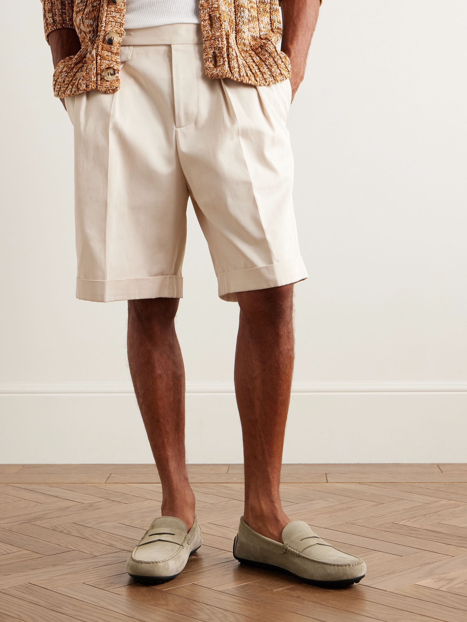 City Gommino Logo-Debossed Suede Driving Shoes Mushroom - 2