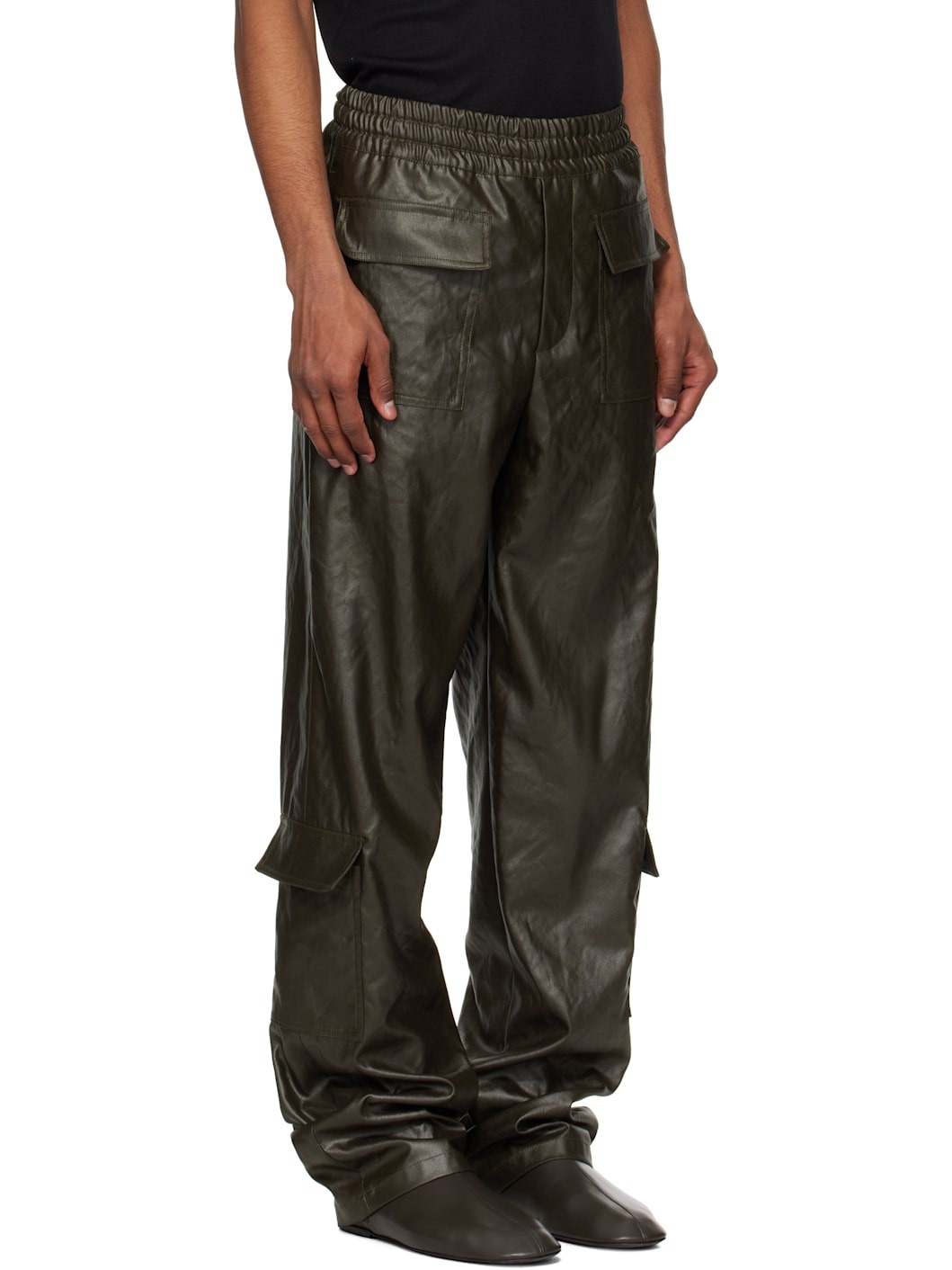 Brown Crêpe Cargo Pants - 2