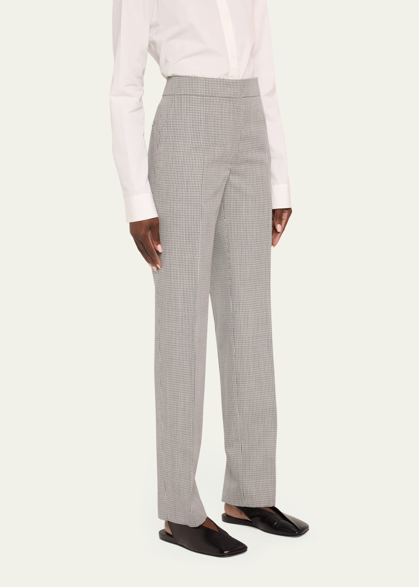 Slit Cuff Wool Check Trousers - 4