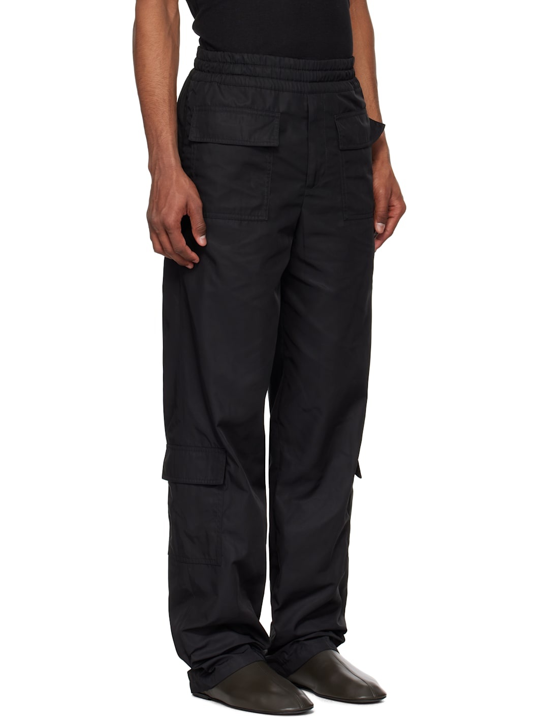 Black Sateen Cargo Pants - 2