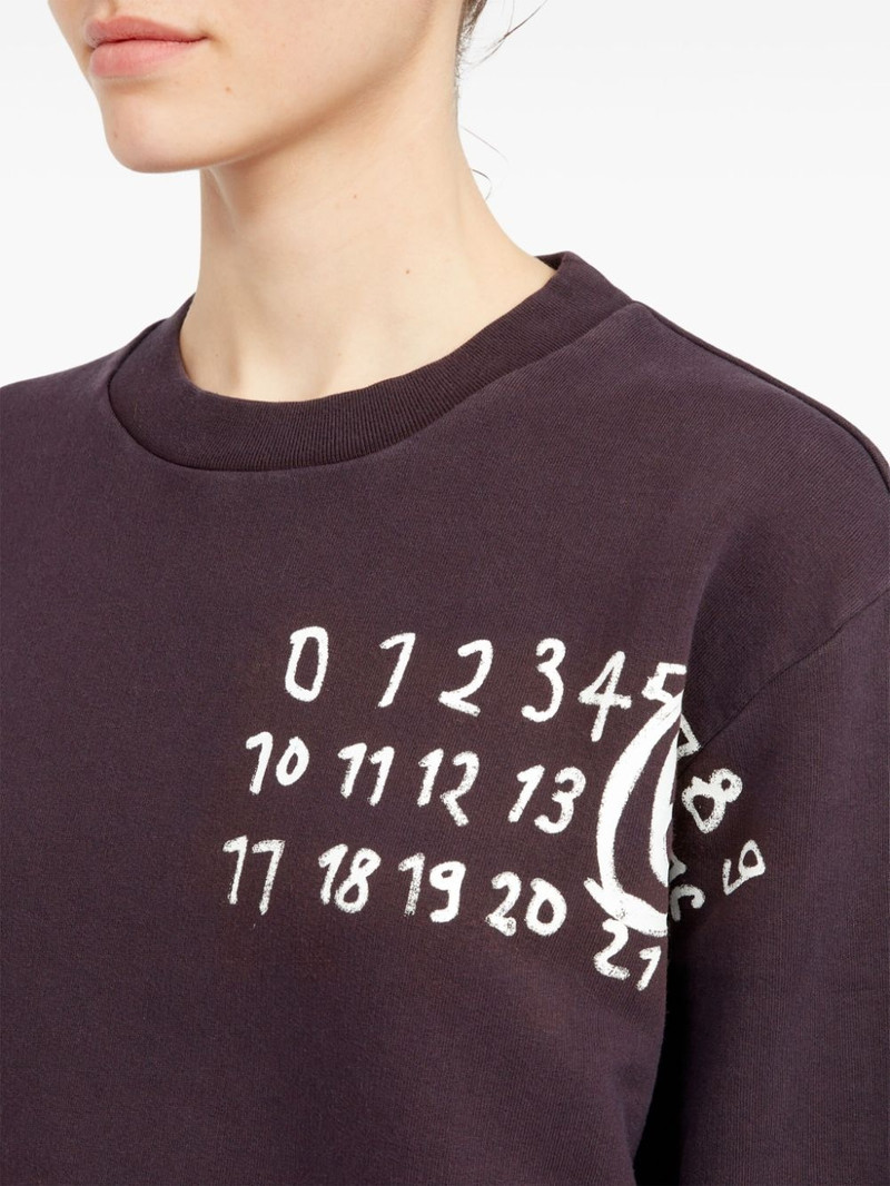Numbers-print cotton sweatshirt 7