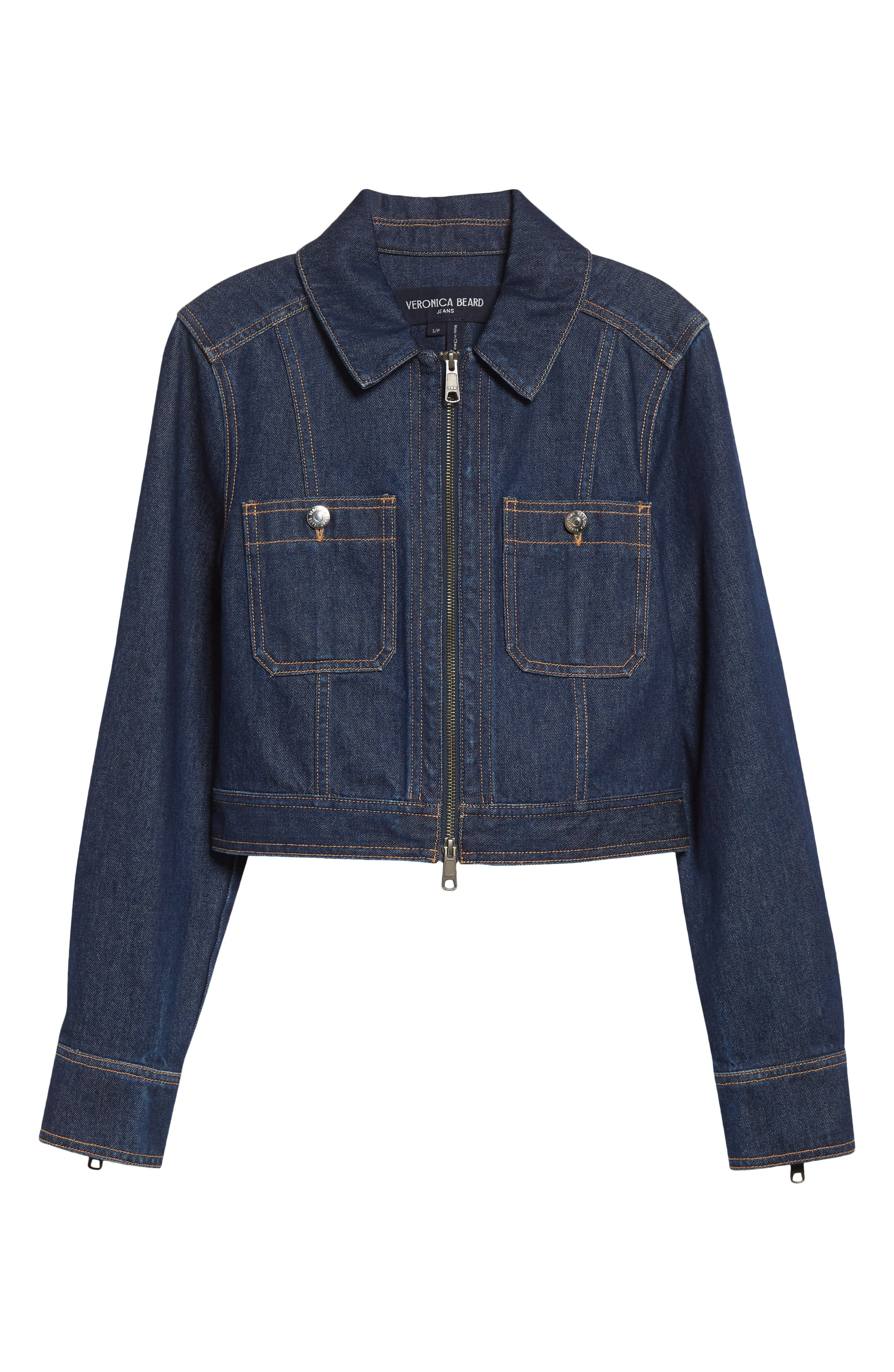 Veronica Beard Patty Crop Denim Jacket in Indigo Rinse at Nordstrom - 6