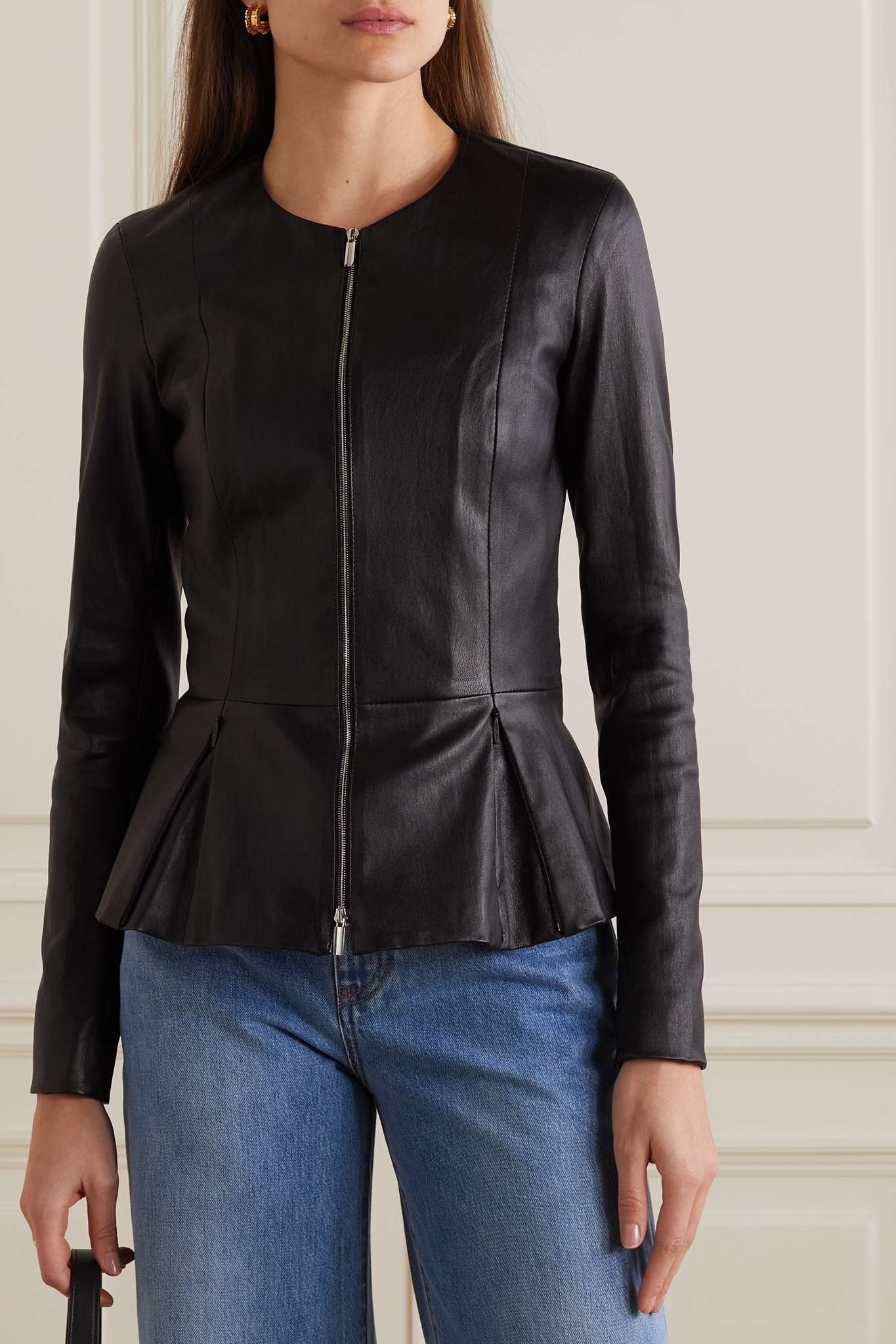 Anasta leather peplum jacket - 3
