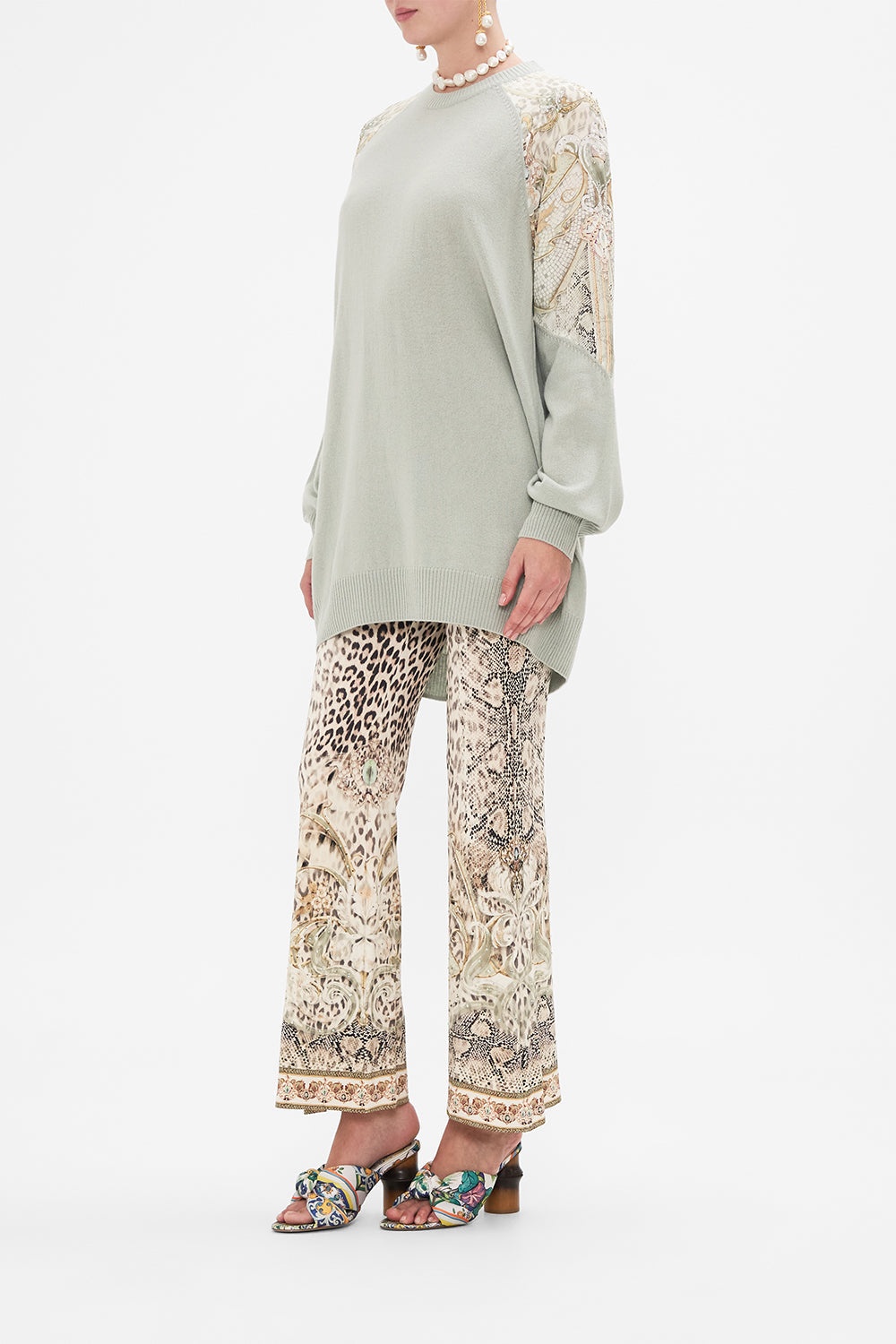 WOOL CASHMERE SILK SPLICED SHOULDER KNIT - 4