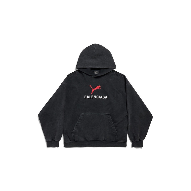 Balenciaga I Puma Hoodie Medium Fit in Black Faded 1