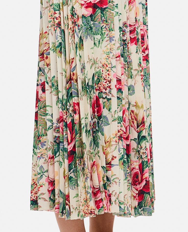 FLOWER PATTERN PRINTED PLEATED MIDI SKIRT - 4