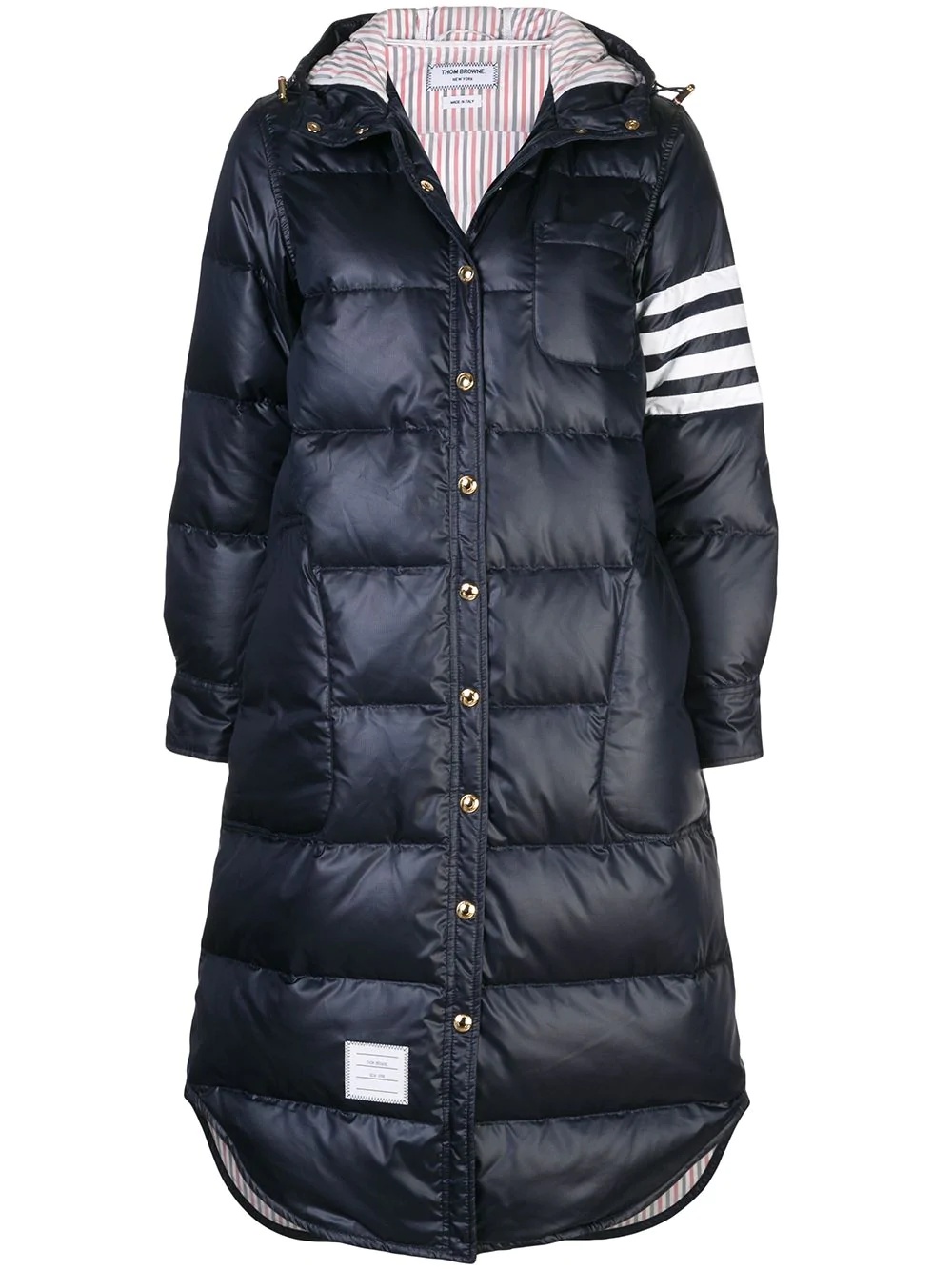 4-Bar stripe long puffer jacket - 1