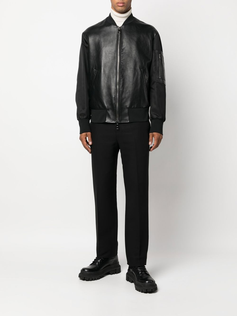 leather panelled bomber jacket - 2