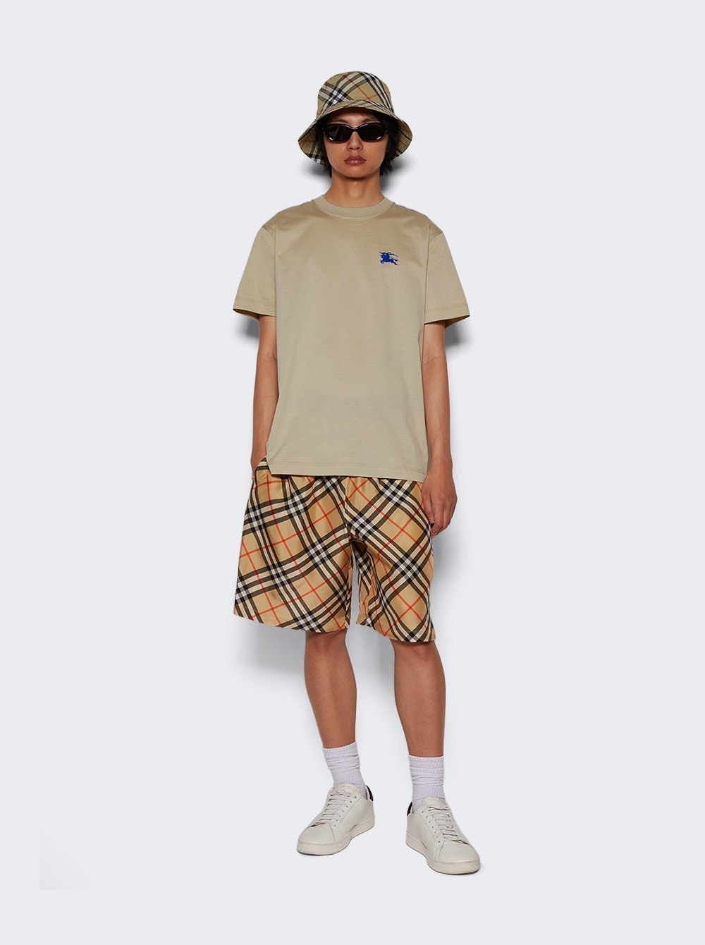 Burberry Checkered Silk Shorts Beige | thewebster | REVERSIBLE