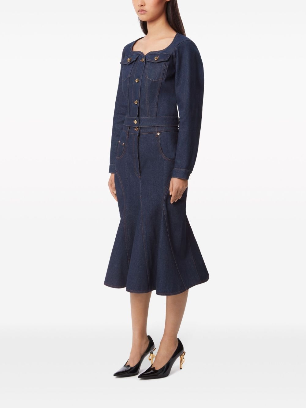 Denim Mid Skirt - 3