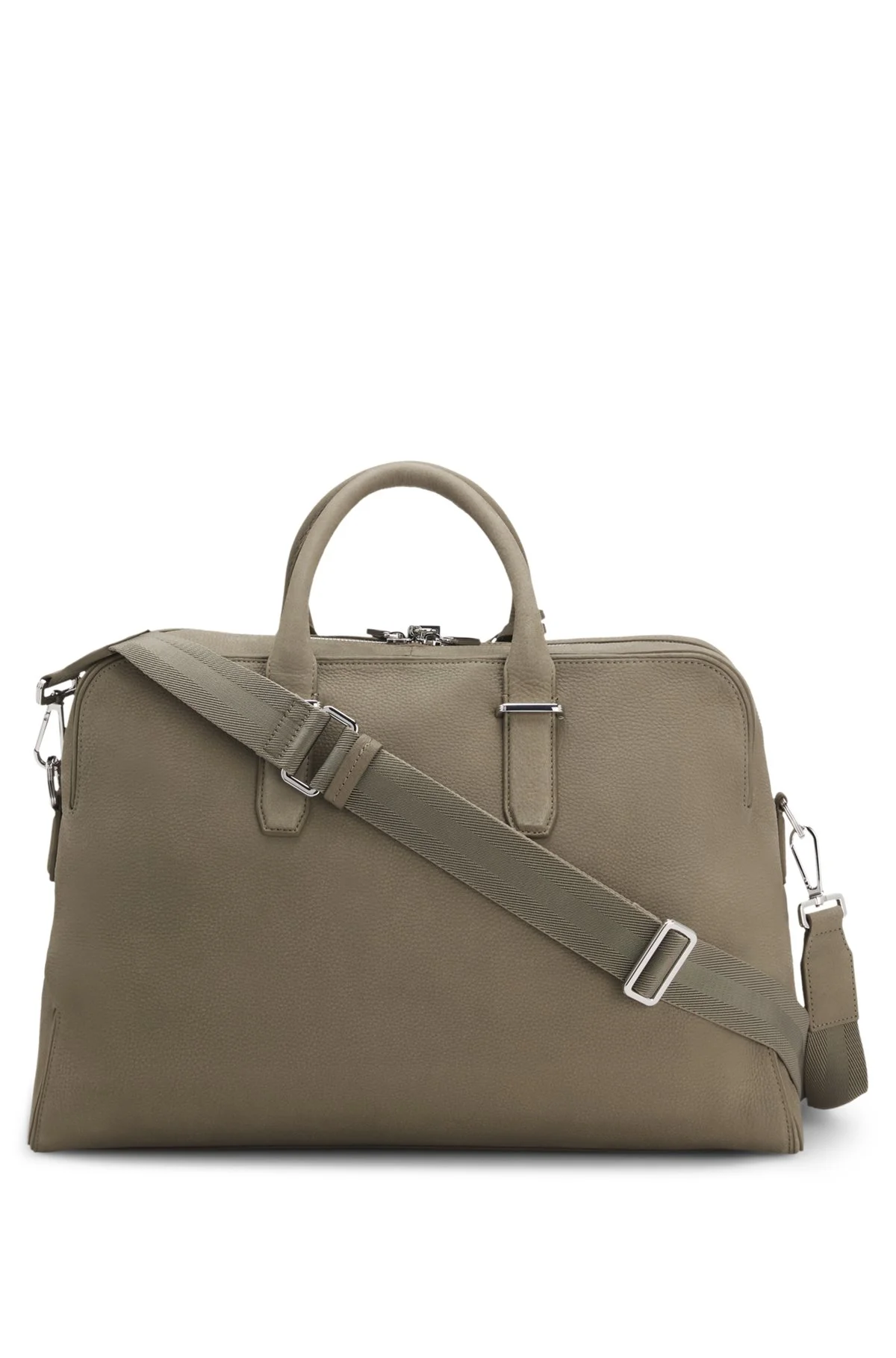 GRAINED-LEATHER HOLDALL WITH EMBOSSED LOGO - 1