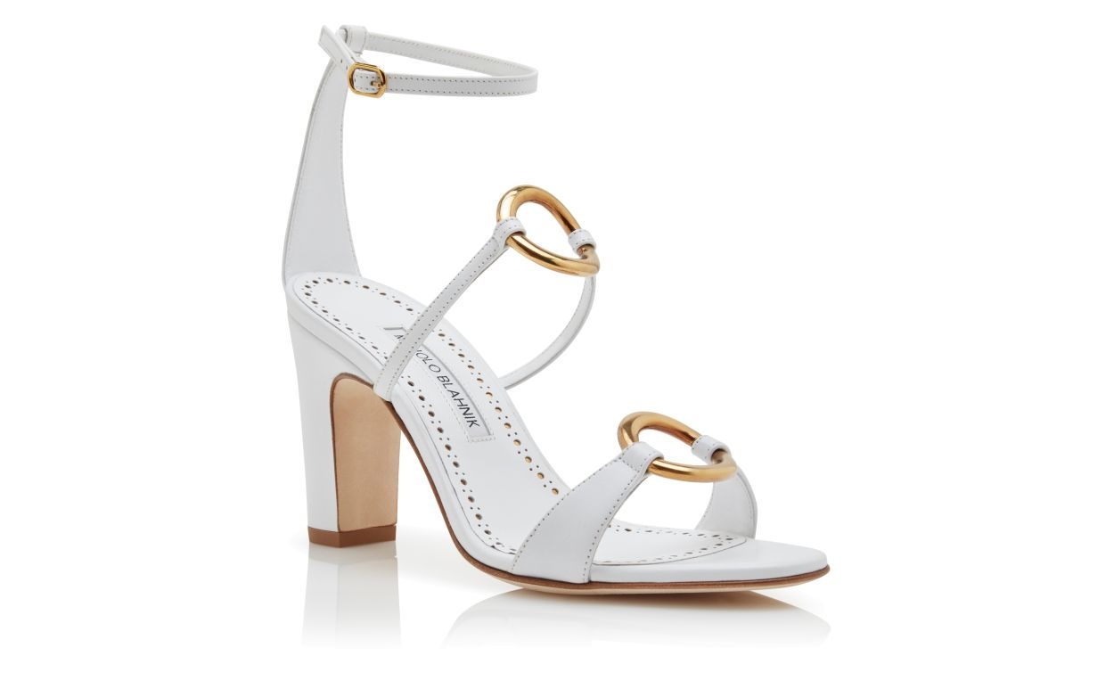 White Calf Leather Ankle Strap Sandals - 3