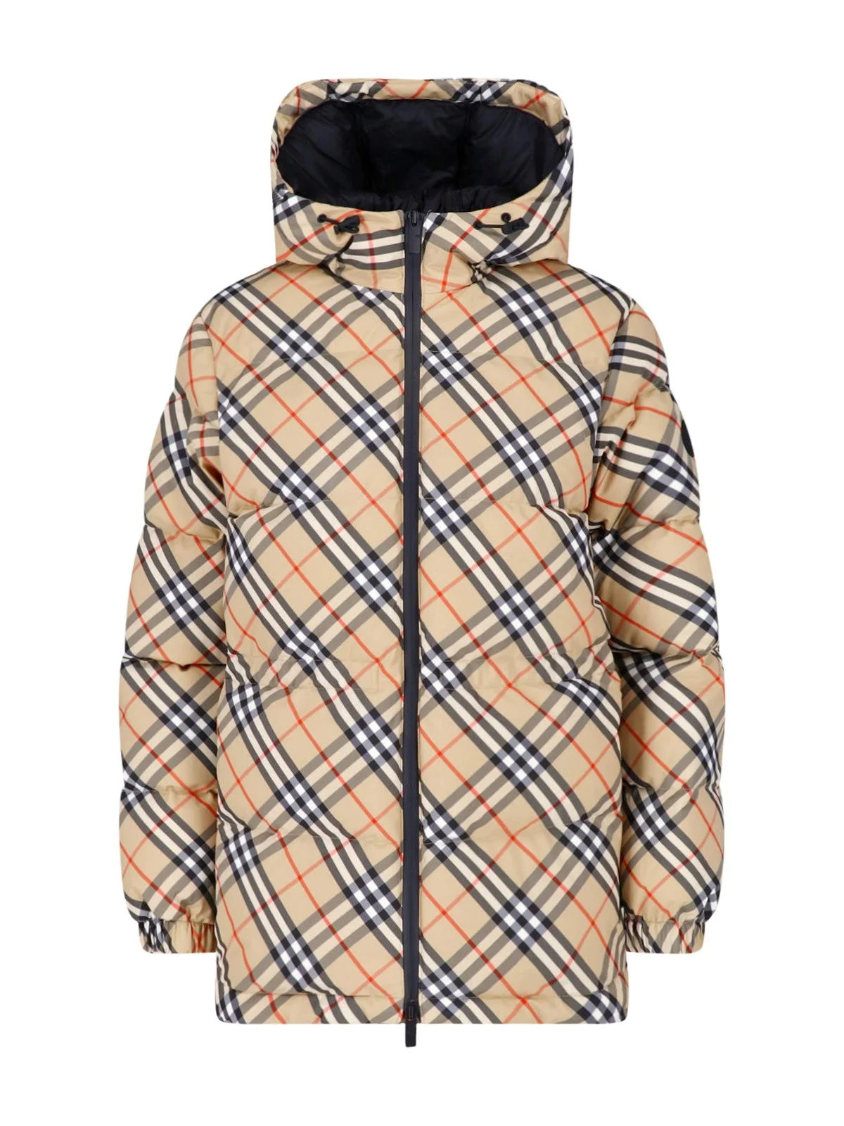 HOODED DOWN JACKET "CHECK" - 1