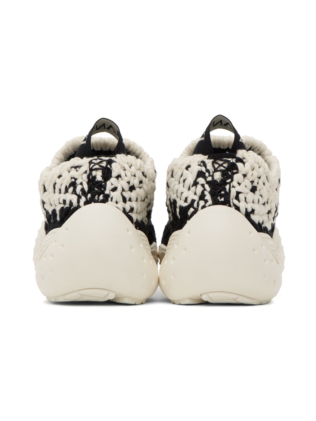 White & Black Flash Knit Sneakers - 2
