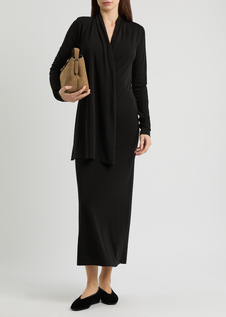 Toteme Draped Wrap-effect Stretch-jersey Maxi Dress - 4