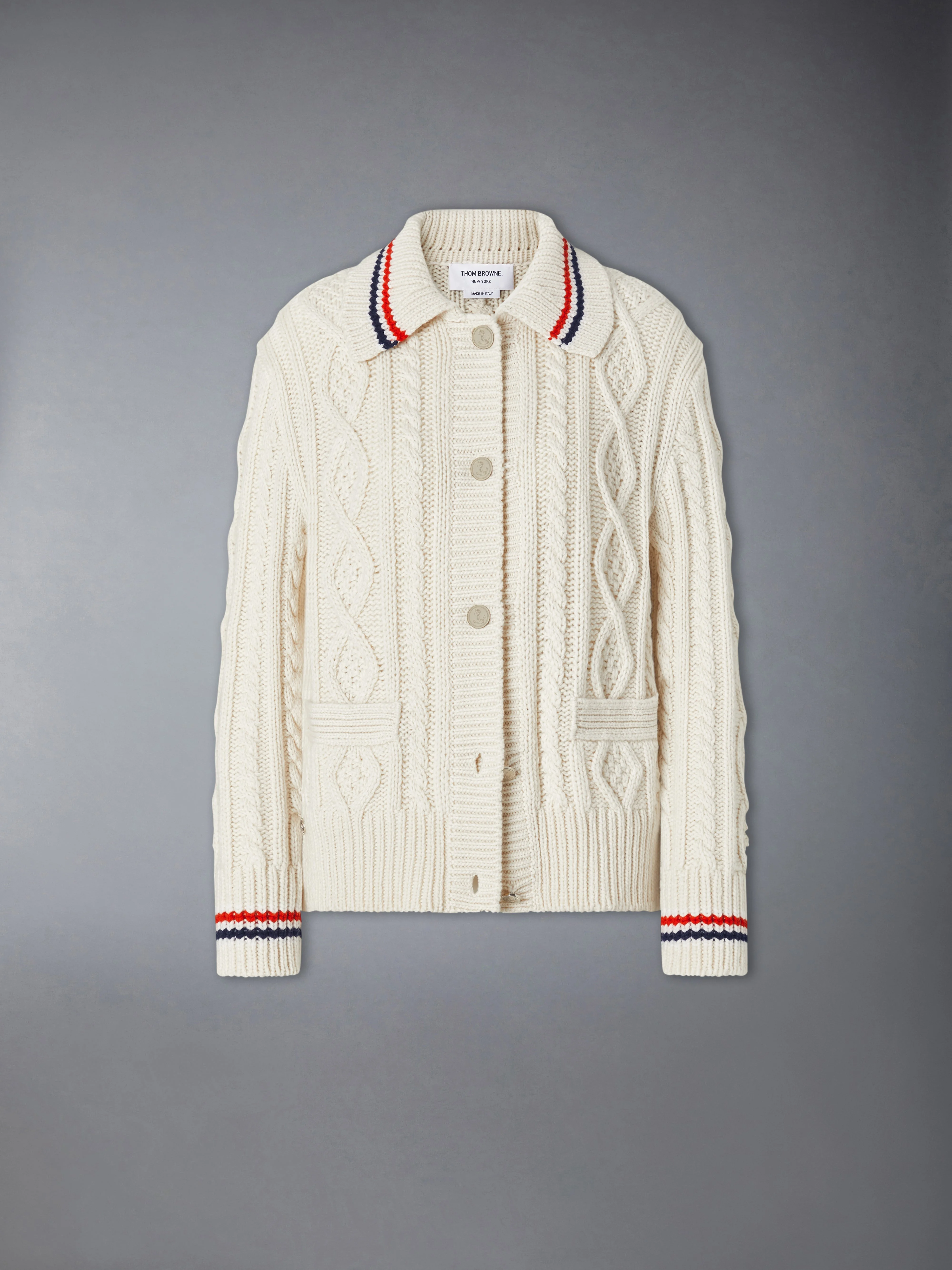 CASHMERE ARAN CABLE CARDIGAN JACKET - 1