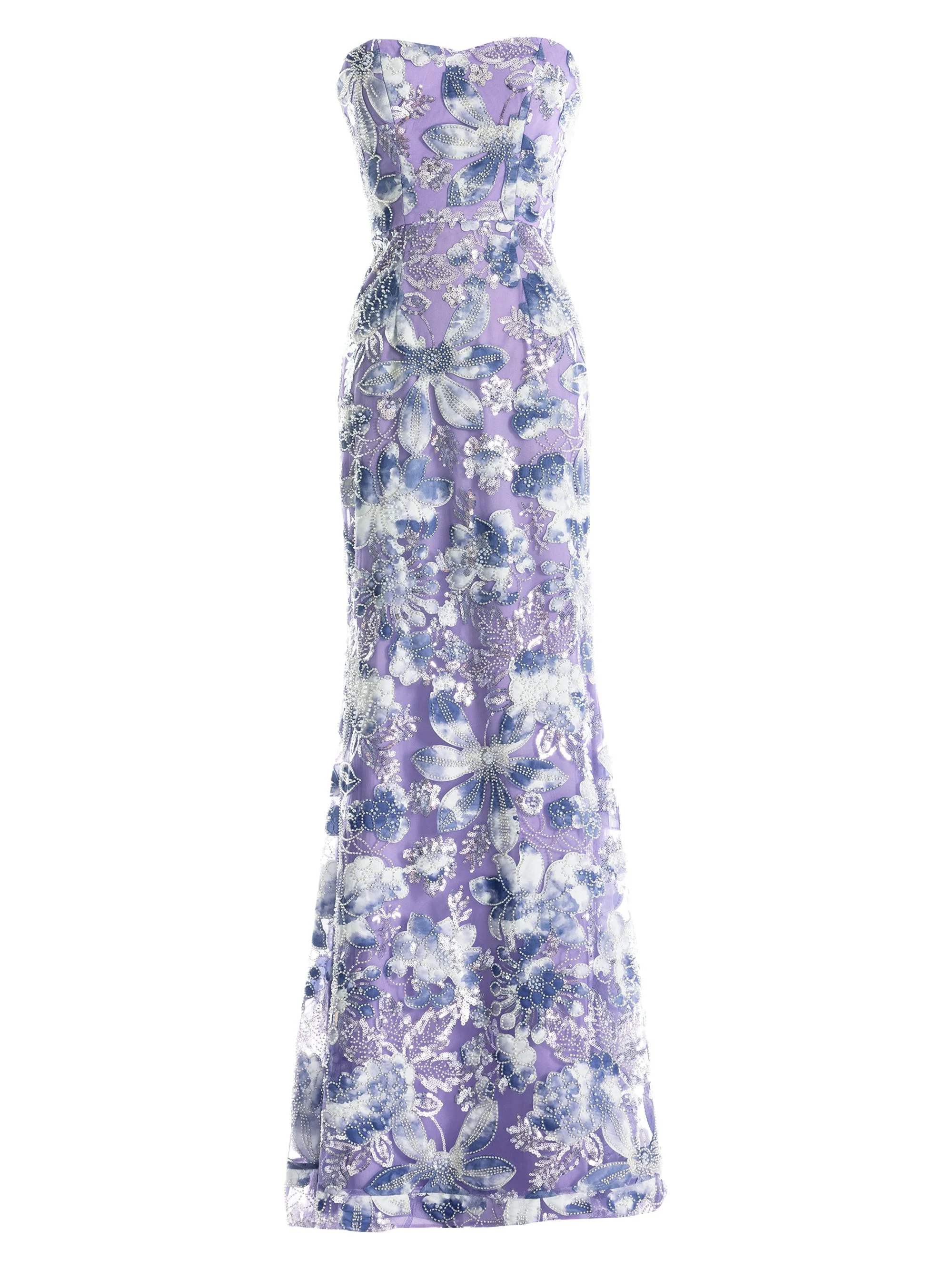 Women's Sheridan Sequined Strapless Mermaid Gown - Lilac Multi - 1