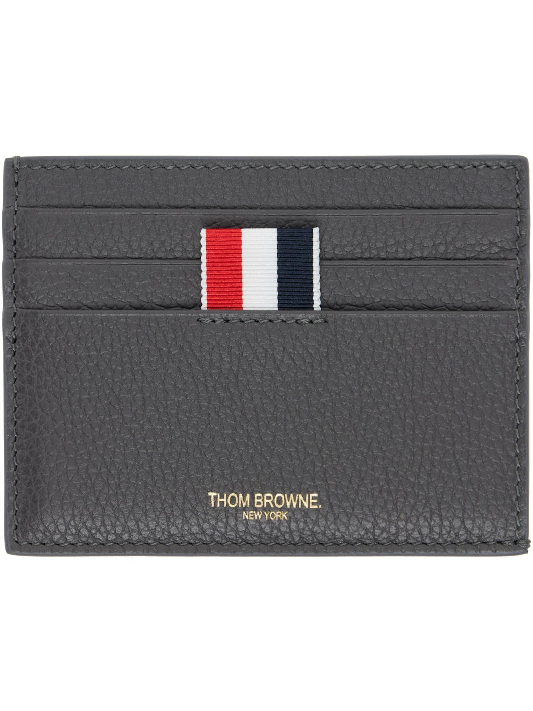 Gray Soft Pebble Grain Note Compartment Card Holder - 1