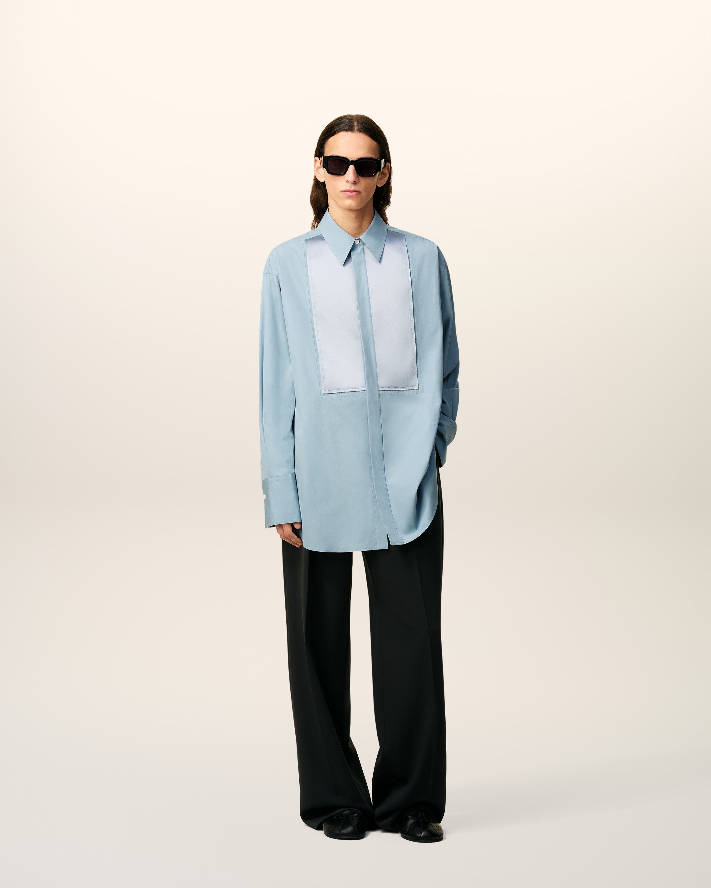 BLUE COTTON OVERSIZED SHIRT - 2