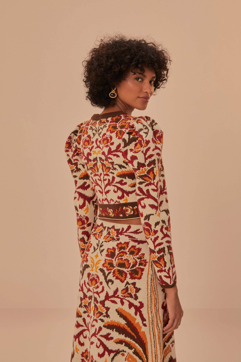 Cream Toucans Scarf Knit Top 3