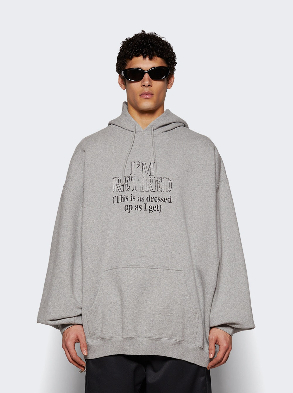 I'm Retired Oversized Hoodie Grey Melange - 3