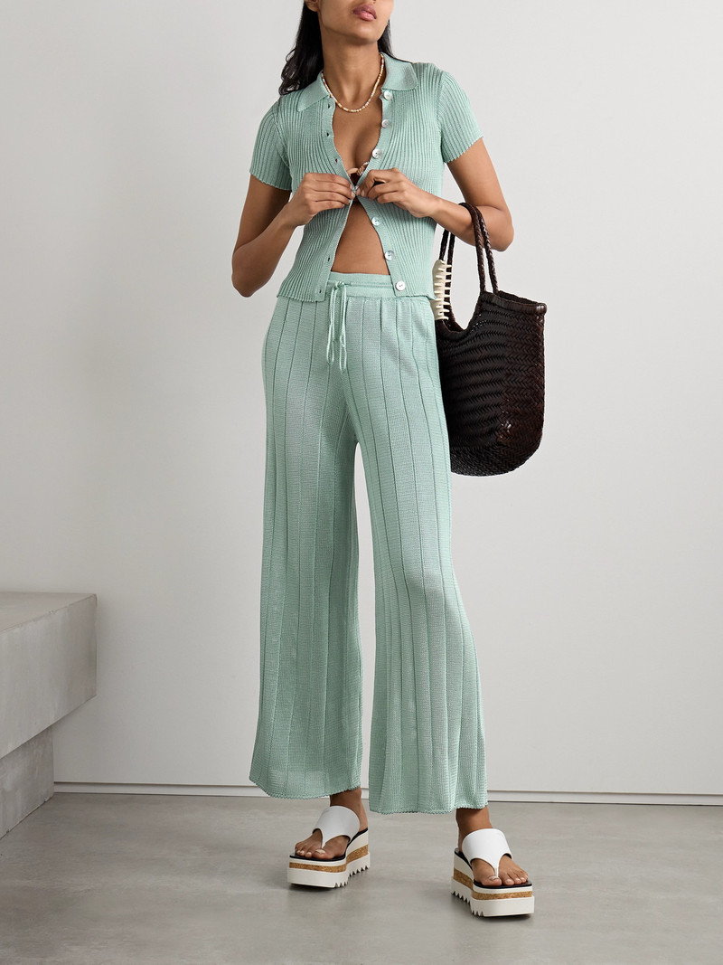 CALLE DEL MAR Ribbed-knit Wide-leg Pants outlook