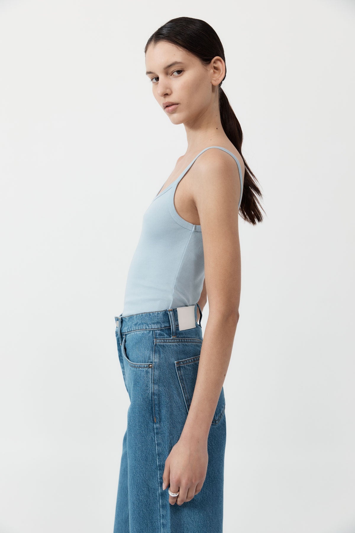 Organic Cotton Asymm Tank - Stone Blue - 4