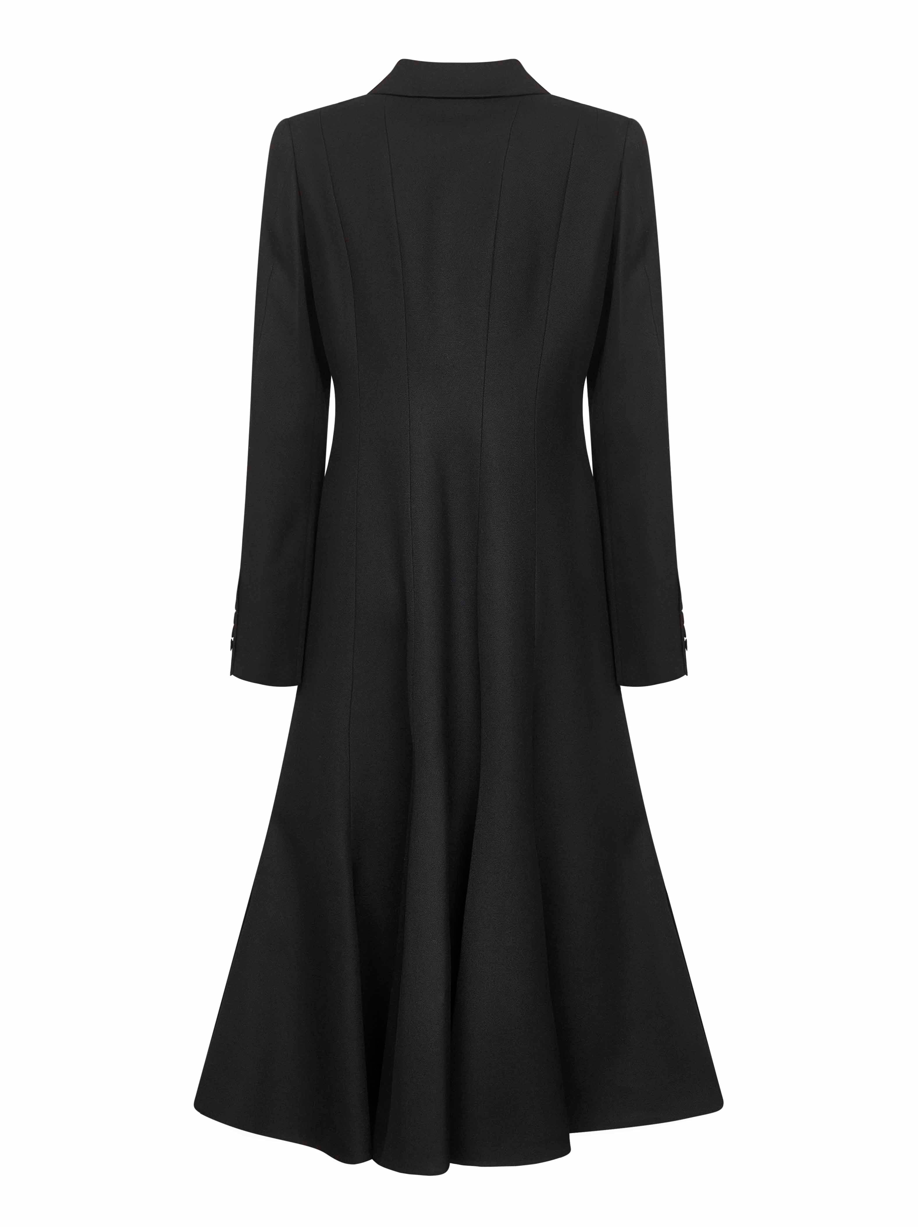 Fendi Women Black Grain De Poudre Wool Midi Coat - 2