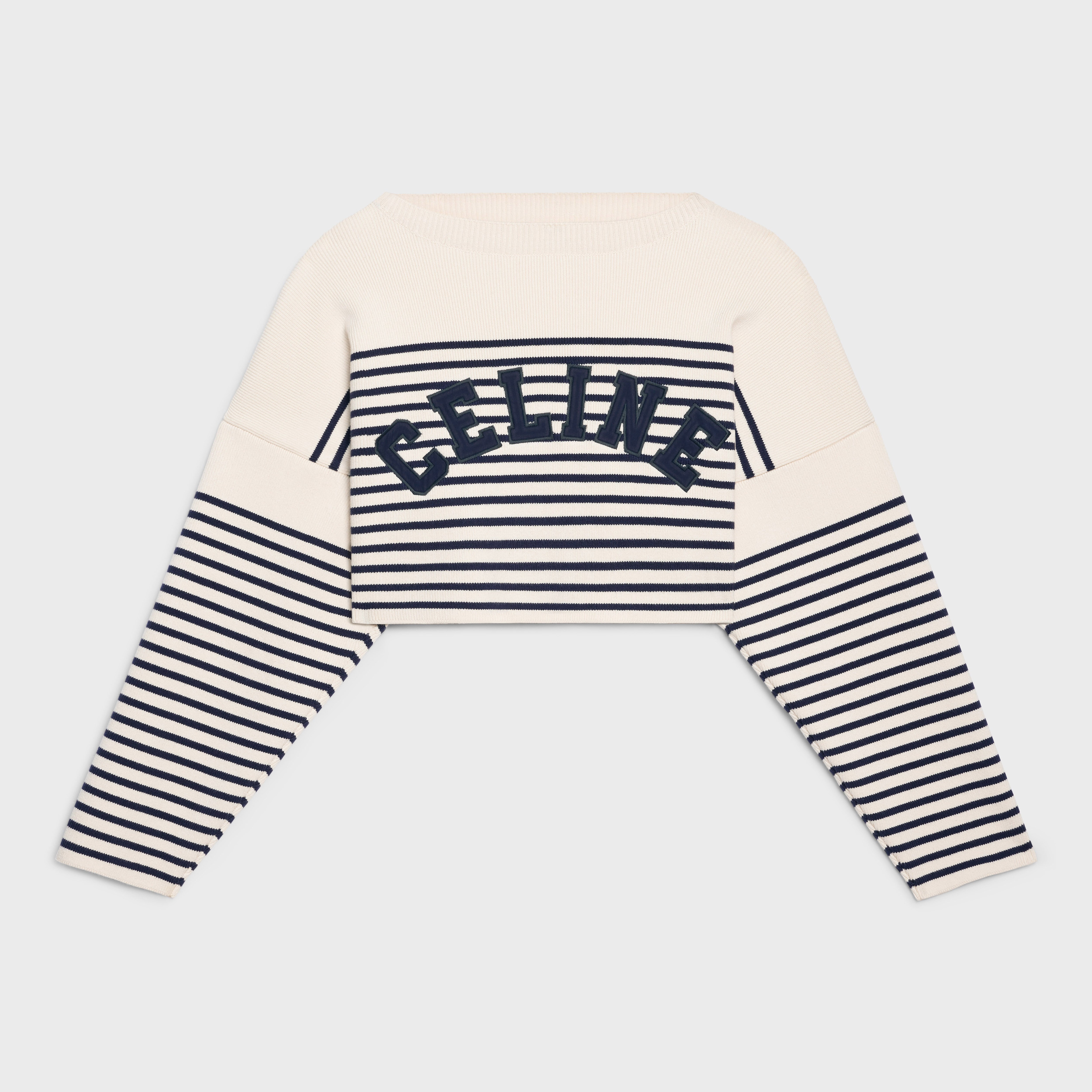 CELINE STRIPED KNIT COTTON SWEATER - 1