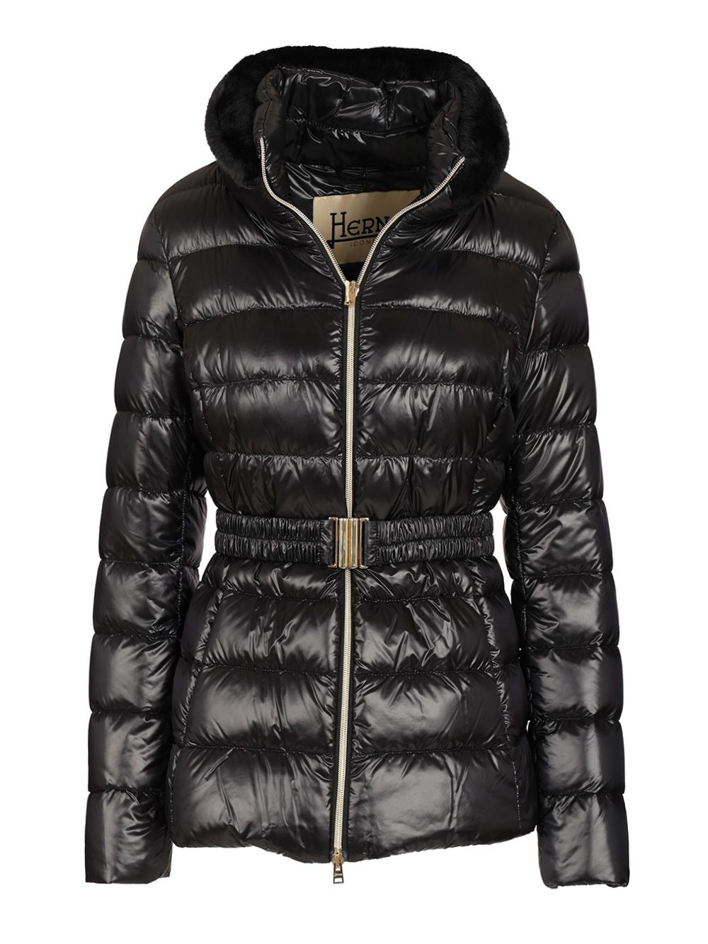 Shniy Padded Down Jacket With Belt Coats Black - 1