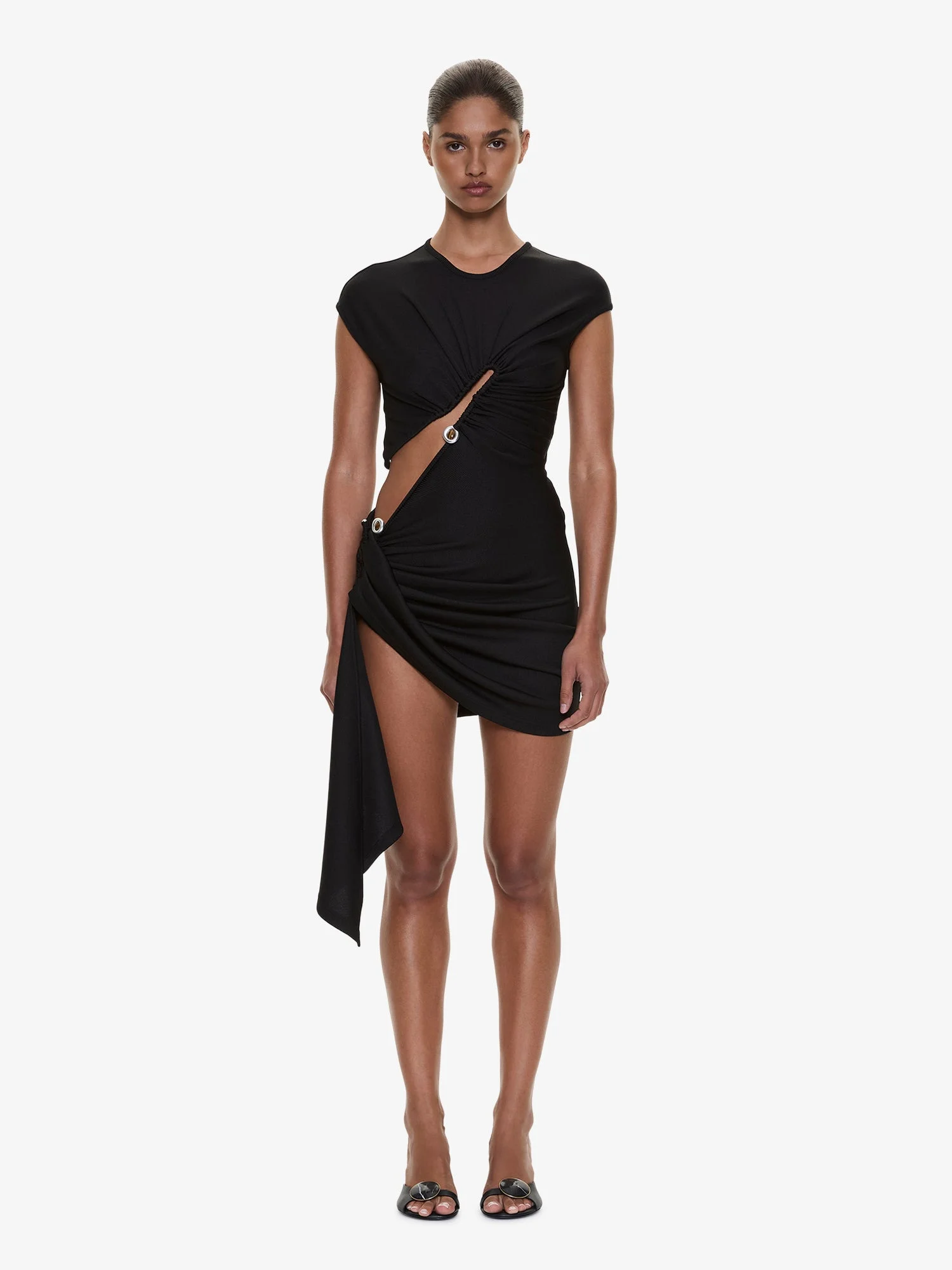 Droplet Crystal Clasp Draped Tank Dress - 1
