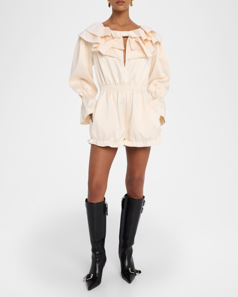 AKNVAS Gemma Long-Sleeve Satin Playsuit outlook