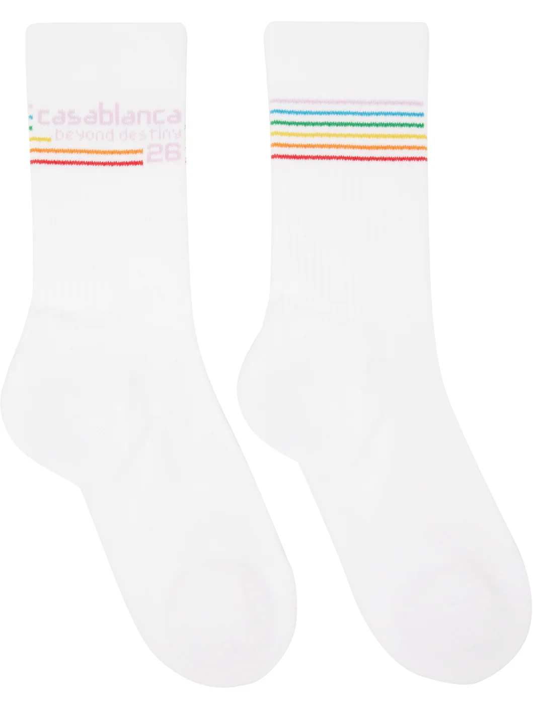 White Beyond Destiny Stripe Socks - 1