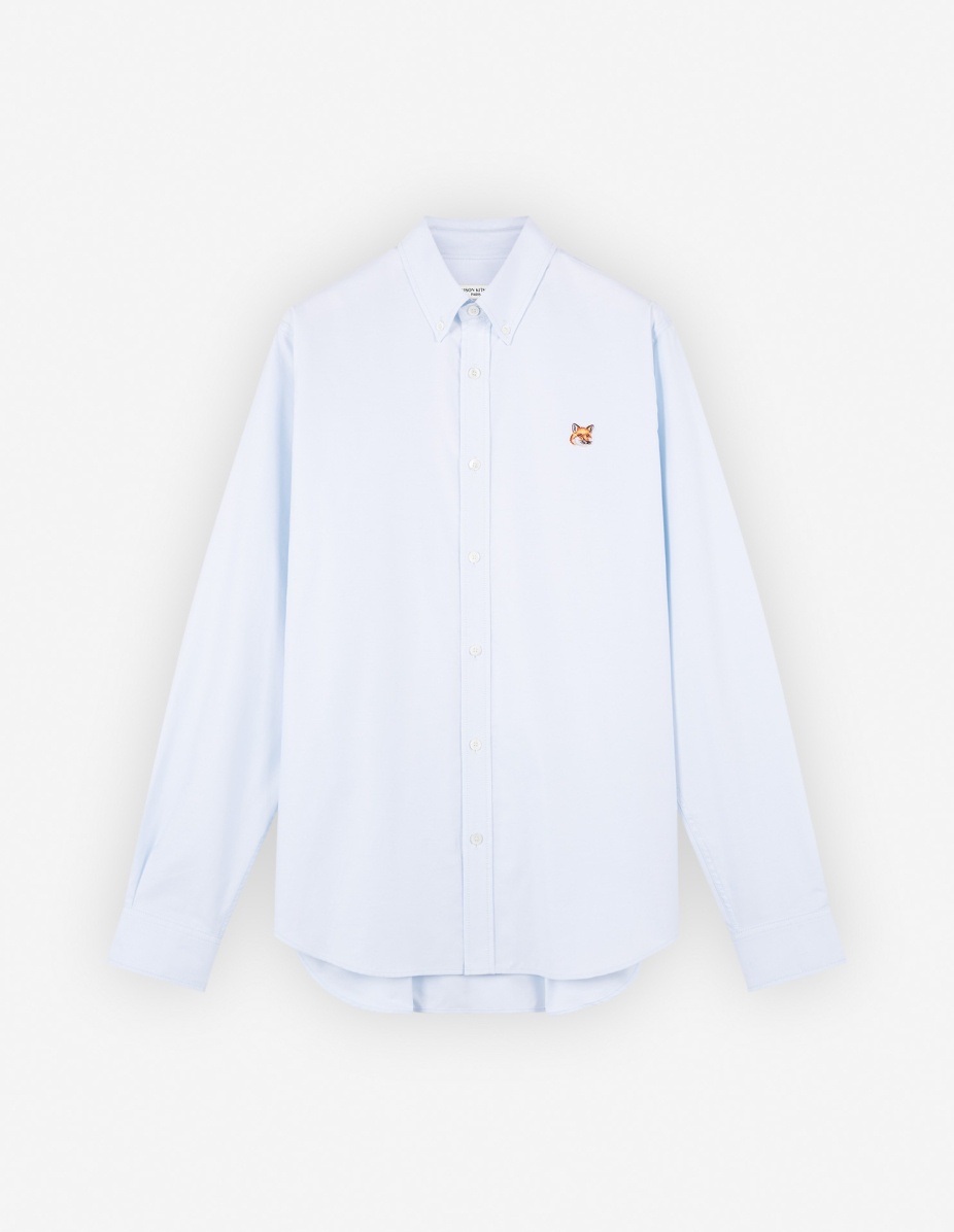 BUTTON DOWN CLASSIC SHIRT WITH INSTITUTIONAL FOX HEAD PATCH IN OXFORD - 1